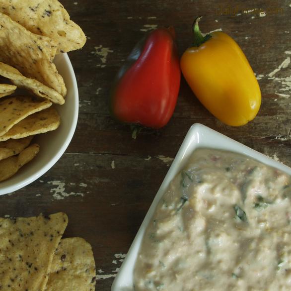 Late July Chips with Roasted Pepper Basil Dip
