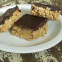 Gluten-free Dairy-free Cashew Butter Rice Cereal Bars with Chocolate Topping