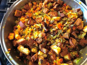 Cinnamon Apricot Sausage Stuffing GFDFEF, photo:recipe by Daily Forage