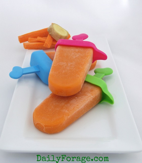 Carrot Ginger Peach Smoothie Popsicles GFDF, photo/recipe by DailyForage.com