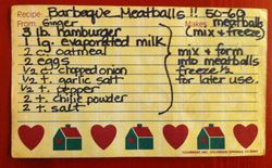 Barbeque Meatballs Original Recipe Card