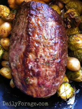 Pot Roast with Fingerling Potatoes and Roasted Brussels Sprouts